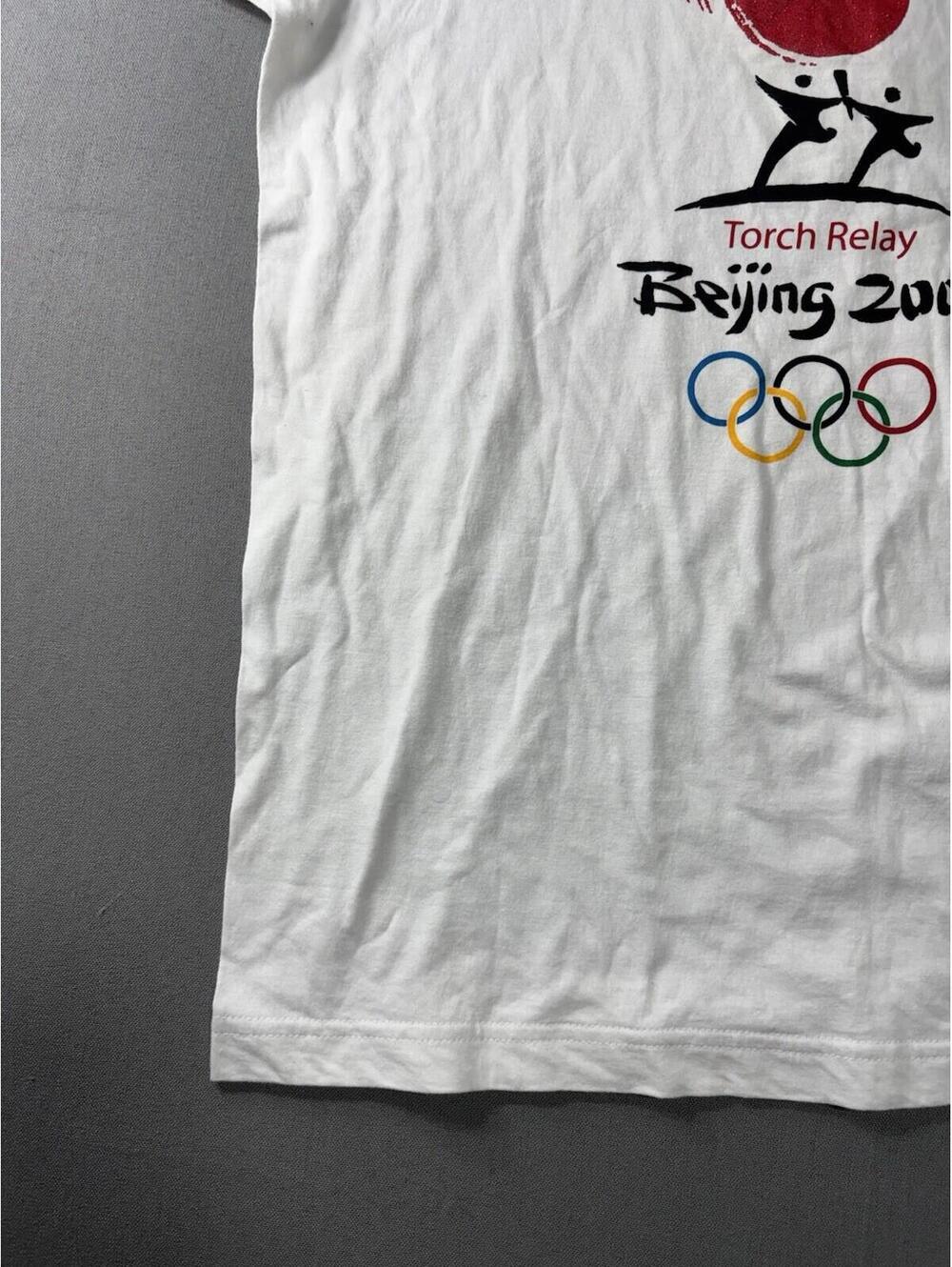 2008 Beijing Olympics Torch Relay T Shirt White Short Sleeve Adult Size L - Picture 8 of 15